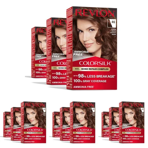 Vista 13 de Revlon ColorSilk con Complejo de Reparación de Enlaces, Tinte Permanente para el Cabello Marrón, 100% Cobertura de las Canas, Tinte para el Cabello