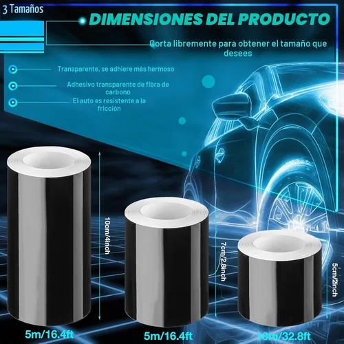 Vista 2 de Marsui 3 rollos de envoltura de vinilo de 66 pies para automóvil, protector de entrada de puerta automotriz, protector reflectante para umbral