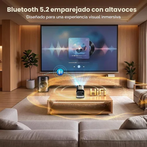 Vista 9 de Mini proyector con WiFi y soporte Bluetooth 4K y proyector inteligente Negro