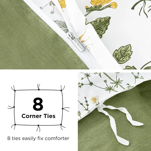 Vista 5 de Bedsure - Juego de funda de edredón para cama individual - Juego de funda de edredón reversible de flores de algodón 100 % con cierre de cremallera