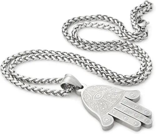 Vista 4 de Gungneer Viking Mjolnir Thor Hammer Collar con lobo cuadrado de rey bizantino cadena de oro mezclado de acero inoxidable nórdico vikingo joyería