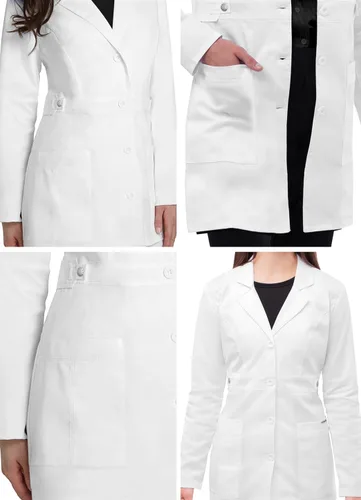 Vista 4 de Adar - Abrigo de laboratorio elástico universal para mujer, 36 pulgadas, cintura con pestañas