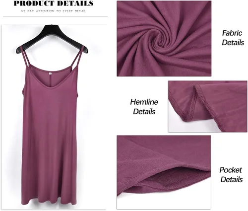 Vista 4 de MISFAY - Vestido de verano para mujer, con tirantes delgados, bolsillos y vuelo, estilo informal, salida de baño para playa