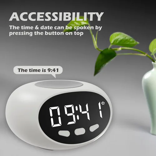 Vista 2 de Reloj despertador parlante, hora y fecha extra ruidosos, reloj parlante para niños, ancianos, demencia, personas mayores con discapacidad auditiva