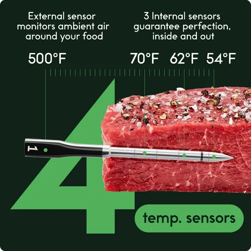 Vista 3 de CHEF iQ Sense - Termómetro inalámbrico inteligente para carne con 2 sondas ultrafinas, termómetro Bluetooth para carne de rango ilimitado
