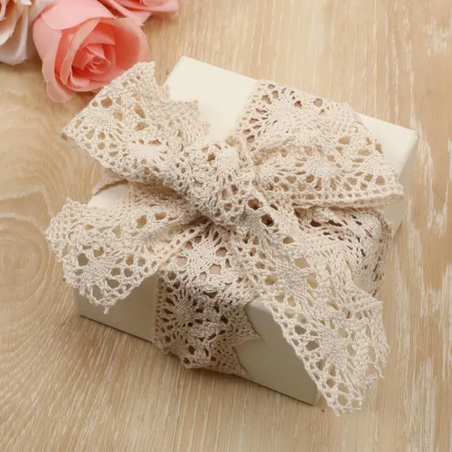 Vista 5 de Cinta de encaje beige vintage con ribete de encaje de ganchillo de 10 yardas, cinta de coser para manualidades, paquete de regalo, envoltura