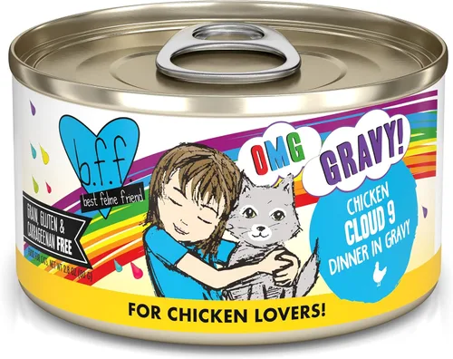 Vista 31 de Weruva B.F.F. OMG – mejor amigo felino Oh My Gravy! Latas de comida húmeda natural sin granos, recetas de tierra y mar en salsa