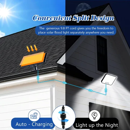 Vista 9 de Luces solares para exteriores, 226 luces LED con sensor de movimiento, iluminación solar del atardecer al amanecer con 3 modos, control remoto