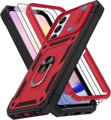 Vista 247 de Gritup Funda para Google Pixel 6 con cubierta deslizante para cámara y protector de pantalla (2 unidades), soporte de anillo giratorio 360°, funda