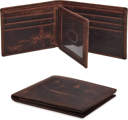 Vista 103 de Carteras RFID delgadas para hombres - Cartera de bolsillo frontal de piel genuina