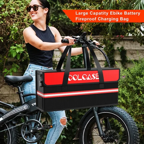 Vista 4 de COLCASE Lipo bolsa ignífuga a prueba de explosiones Ebike almacenamiento de batería de carga Silicone Coated Fiberglass Ebike Battery Lipo Battery
