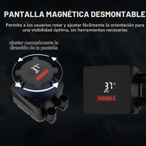 Vista 7 de ENERMAX LIQMAX V4 - Enfriador líquido de CPU AIO de 4.724 in con pantalla digital, ventilador SilentFlow PWM de 4.724 in 320 W TDP, para Intel LM4