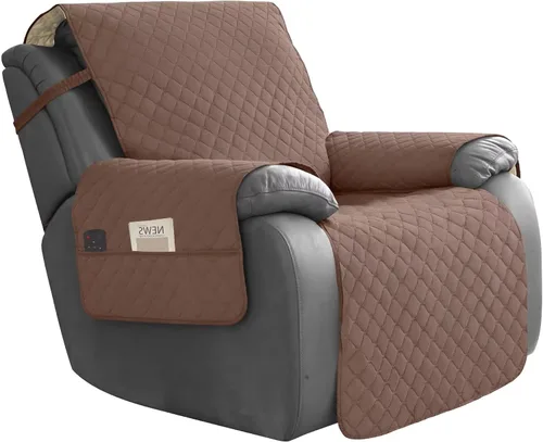 Vista 13 de Easy-Going Funda impermeable para sofá biplaza reclinable con bolsillo, funda de sofá reversible de 1 pieza para sillón reclinable de 2 asientos