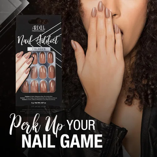 Vista 2 de Ardell Nail Addict - Kit de uñas postizas a presión, color latte, uñas artificiales de larga duración con pegamento, uñas postizas duraderas