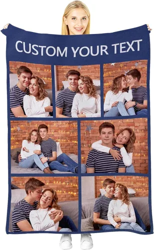 Vista 12 de Manta personalizada con imagen, manta personalizada para parejas, manta de fotos para sofá, familia, Navidad, Halloween, cumpleaños, boda, regalos