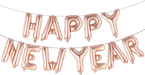 Vista 8 de Cartel de Feliz Año Nuevo de 16 pulgadas - Globo de aluminio 2021 para decoración de fiestas, suministros de celebración (negro)