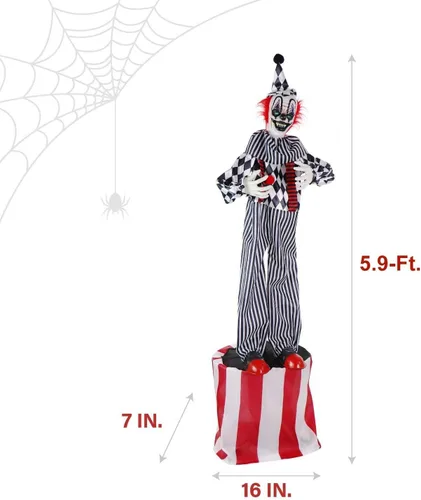 Vista 18 de Haunted Hill Farm Payaso parlante en el escenario Animatronic de Halloween