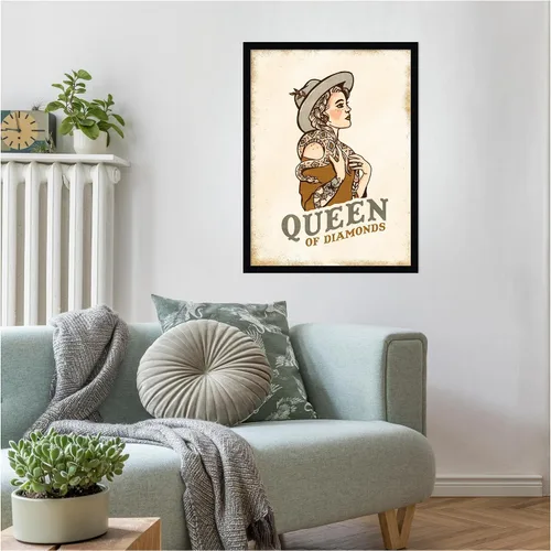Vista 6 de Amanti Art Lienzo decorativo para pared enmarcado de 26 x 19 pulgadas, reina de diamantes n.º 2 por el whisky jengibre, arte de pared de personas