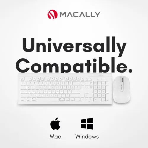 Vista 4 de Macally Combo de teclado y mouse con cable USB de 104 teclas con teclas de acceso directo de Apple para Mac, iMac, MacBook y PC con Windows