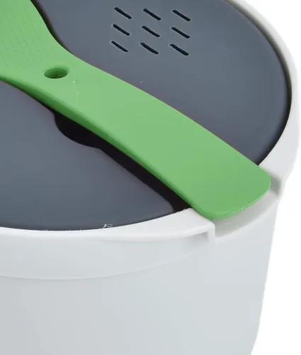 Vista 10 de Olla arrocera para microondas, vaporera para microondas, olla para pasta, 2 L, juego de arrocera para microondas, pasta, papa, verduras, quinua