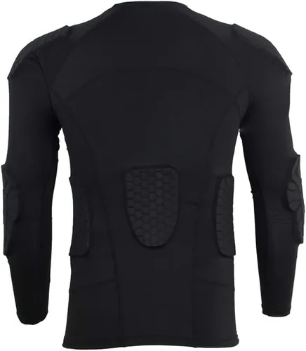 Vista 2 de Mens Long Sleeve Compression Padded Protective Shirt Rib Shoulder Elbow Back Chest Protector