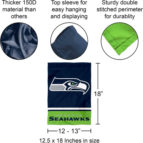 Vista 3 de Bandera de jardín de doble cara de Seattle Seahawks