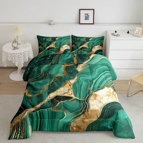 Vista 38 de Juego de edredón de mármol negro individual, ropa de cama dorada agrietada para adultos, hombres y mujeres, juegos de edredón de textura metálica