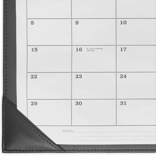 Vista 2 de Dacasso Black Leather Double Wall Calendar with 2026 Insert - Luxury Leather Double Wall Calendar with 2026 Insert - Executive Office Organization &