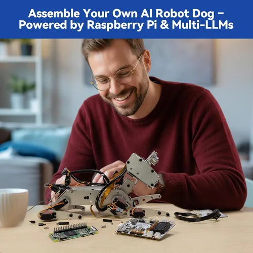 Vista 9 de SunFounder Kit de robot AI con Raspberry Pi Zero 2 W+tarjeta TF 32G, ChatGPT-4o habilitado con comando de voz y reconocimiento de video, control