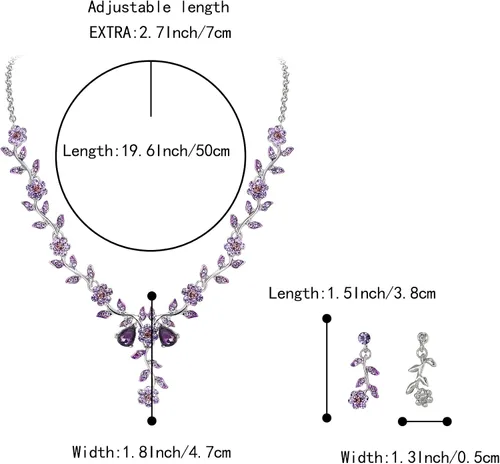 Vista 4 de BriLove Juego de aretes colgantes de cristal para mujer joyería de boda en racimo de hojas para novia Metal Cristal Metal