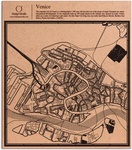 Vista 25 de O3 Design Studio Abu Dhabi - Mapa de corte de papel negro (12 x 12 pulgadas)
