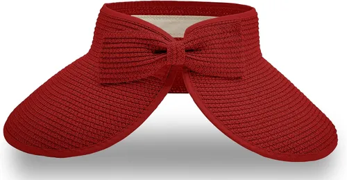 Vista 15 de Visera solar de paja para mujer, ala ancha, protección UPF 50+, sombrero de playa, ajustable, plegable, gorra de cola de caballo con correa