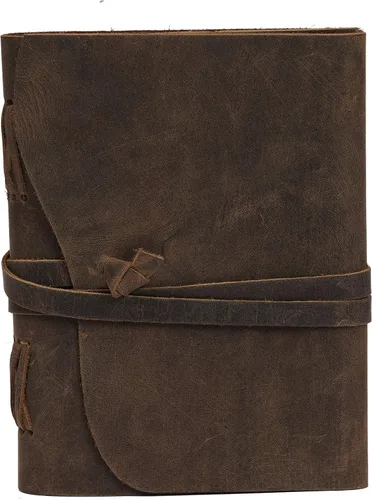 Vista 6 de Diario de viaje de cuero, cuaderno encuadernado vintage hecho a mano para hombres y mujeres, acabado antiguo, cuero de búfalo auténtico, papel