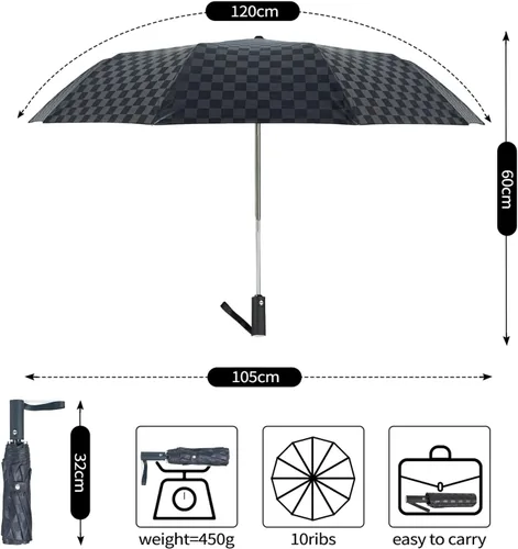 Vista 3 de ElifeAcc Paraguas resistente al viento auto compacto paraguas protección UV, ligera, 9 varillas, paraguas plegable de secado rápido, unisex