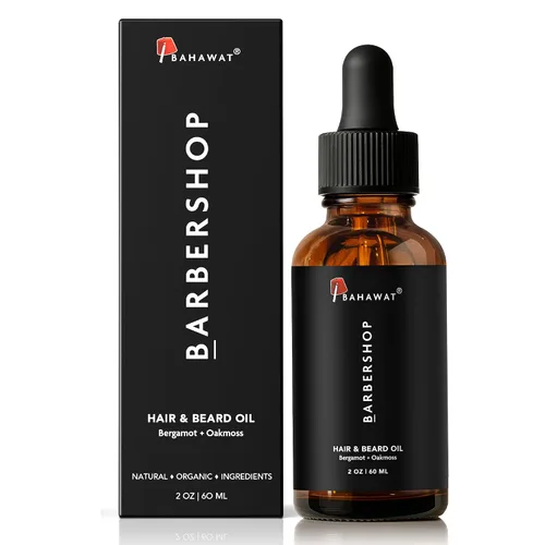 Vista 3 de BAHAWAT Aceite para barba, acondicionador y suavizante de aceite para barba de alta calidad, aroma de barbería, elimina la picazón de la barba