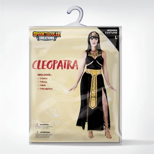 Vista 5 de Spooktacular Creations Disfraz de Cleopatra negro para mujer con collar, cinturón, diadema para adultos