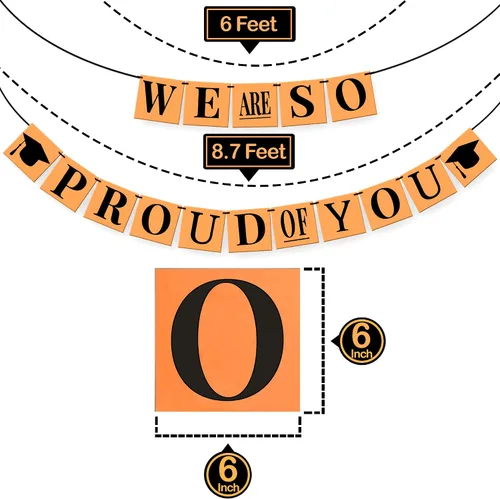 Vista 2 de KatchOn, Cartel con texto en inglés «We Are So Proud Of You» – Grande, 14 pies, No DIY Cartel de felicitaciones, decoraciones de graduación negro