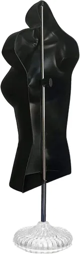 Vista 9 de Juego de maniquí negro macho + hembra con espalda hueca con soporte acrílico con poste de metal, tamaños S-M (10)