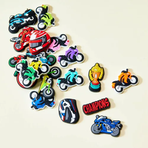 Vista 3 de 20 dijes para zapatos de motocicleta para zuecos Croc, dijes de motocicleta para niños y hombres, Metal no precioso., No es una piedra preciosa