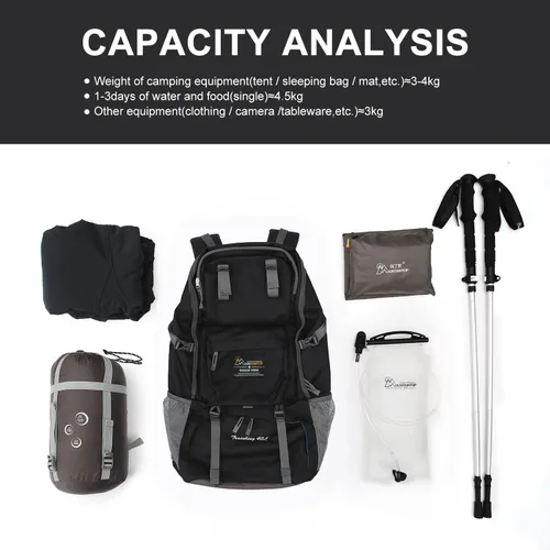 Vista 7 de Mochila de senderismo de 40 L de Mountaintop, mochila ligera de viaje para hombres y mujeres, mochila para acampar al aire libre y hacer senderismo