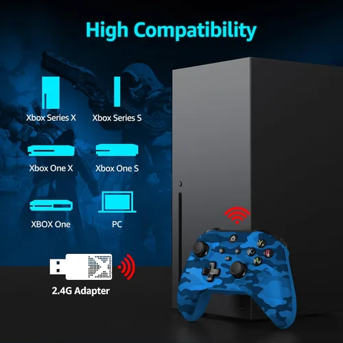 Vista 2 de IWGAME Wireless Controller for X-BOX/PC, Hall Effect Controller Support Turbo, 2.4G Plug and Play Gaming Gamepad with 3.5mm Headphone Jack/Dual