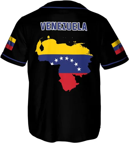 Vista 3 de Podagree - Camiseta de béisbol personalizada de Venezuela con la bandera venezolana para hombres y mujeres, camiseta Mapa de Venezuela