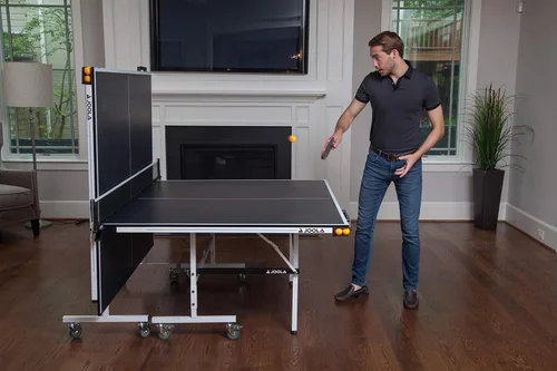 Vista 9 de JOOLA Rally TL - Mesa de ping pong profesional de MDF para interiores con abrazadera rápida y red de tenis de mesa y poste – 10 minutos de fácil
