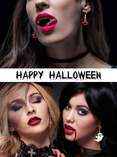 Vista 7 de Juego de 20 pares de aretes colgantes de Halloween, otoño, Acción de Gracias, diseño de calabaza, esqueleto, Navidad, para mujeres y niñas
