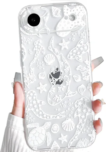 Vista 51 de NITITOP Funda para iPhone 13 Clear Sea Animal - Pez negro Pescado Negro