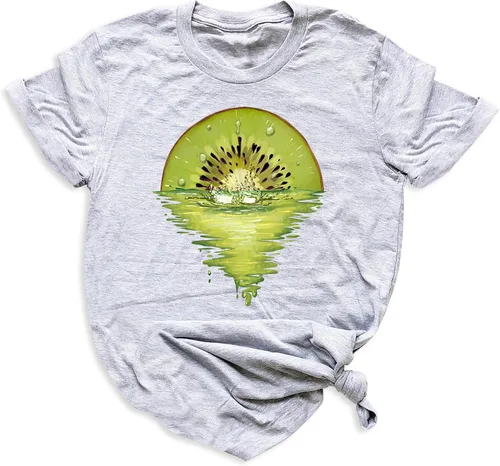 Vista 7 de Camiseta de verano con frutas de limón y puesta de sol, divertido diseño tropical retro, camiseta unisex de manga corta, camisa de hola verano