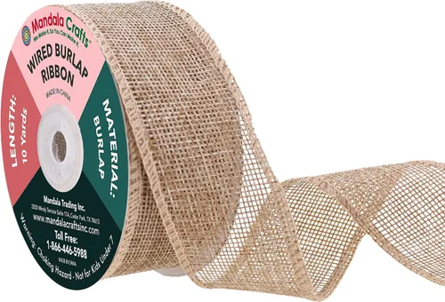Vista 94 de Mandala Crafts Cinta de arpillera negra de 1.5 pulgadas de ancho para manualidades, rollo de 20 yardas de cinta rústica de arpillera para coronas
