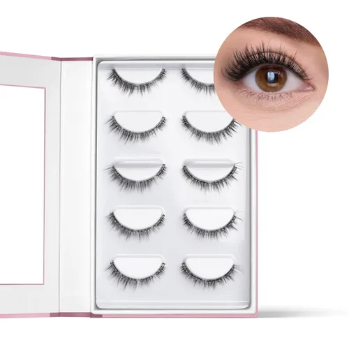 Vista 2 de FlutterHabit STICKtionary Bestie - Kit de pestañas autoadhesivas, tiras de pestañas prepegadas para principiantes, extensiones de pestañas sin