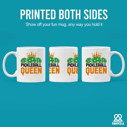 Vista 3 de Pickleball Queen Pickleball Regalos para mujeres, taza de cerámica para amantes del pickleball para jugadores de pelota, taza de café de 11 onzas