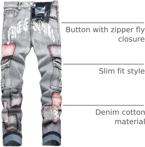 Vista 195 de Enrica Pantalones vaqueros estampados casuales para hombre